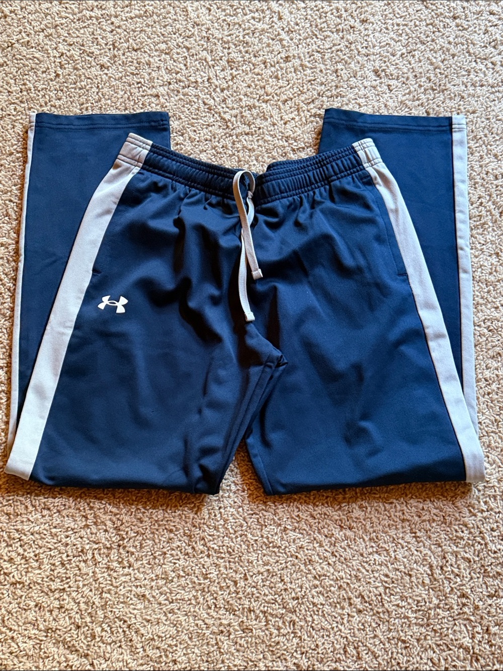 Under Armour Navy Joggers with Gray Side Stripes